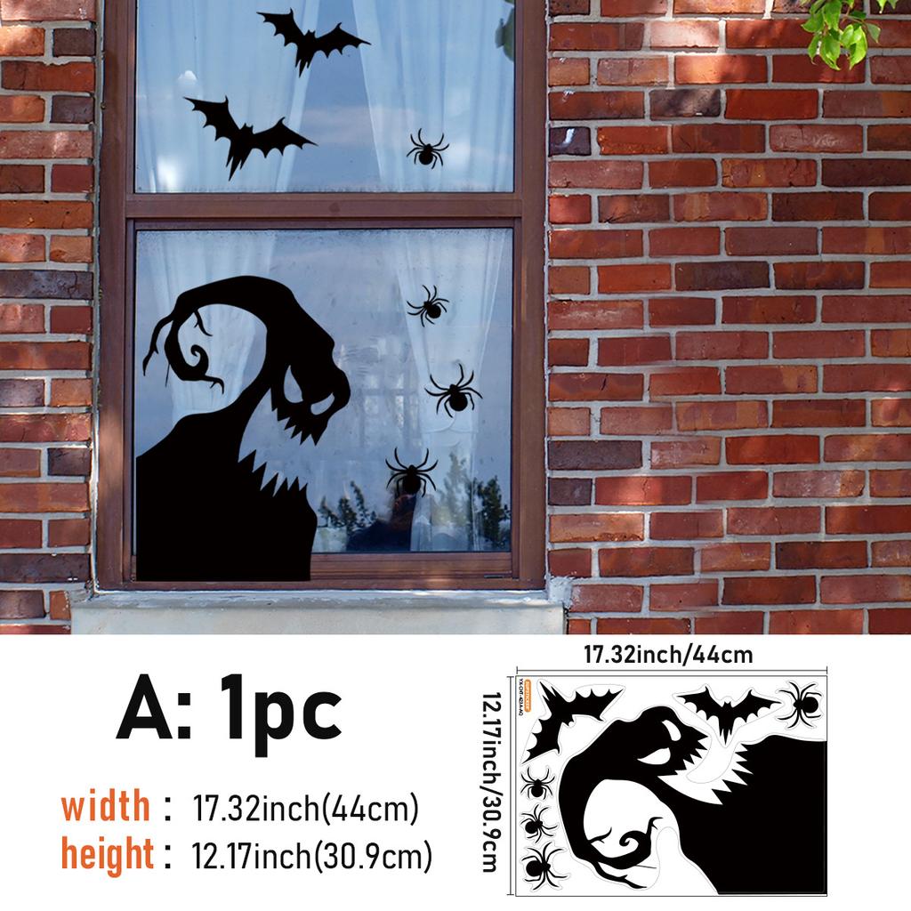 Halloween Self-Adhesive Glass Sticker Window Sticker Style Wall Sticker Door Sticker Diy Horror