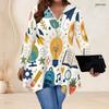 Plus Size Ladies V Neck Long Sleeve Loose Casual Top With Irregular Split Hem