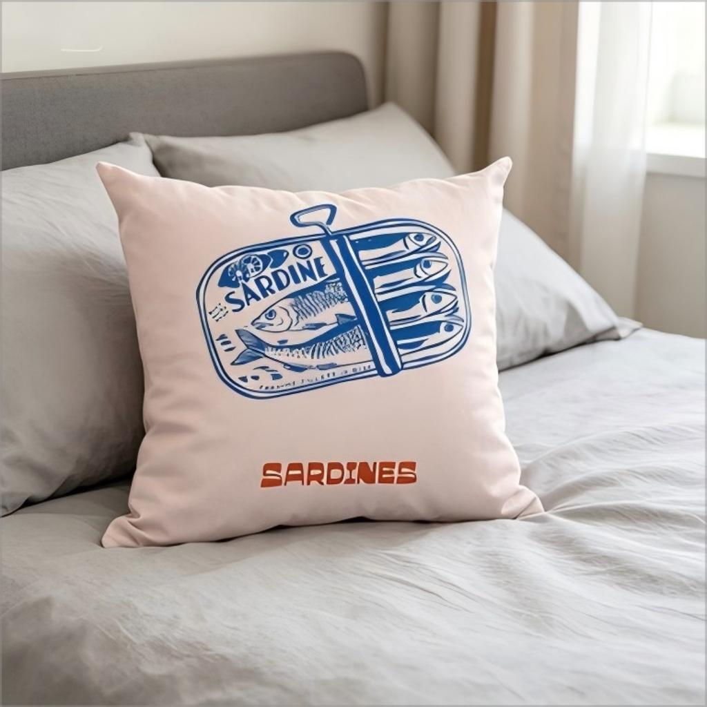 Bohemian Sardine Print Pillow Cover Retro Fish Can Cushion Case Home Decorative Throw Pillow Cover For Sofa Bedroom Home