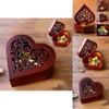 Очаровательная прямоугольная музыкальная шкатулка из дерева с резьбой в виде сердца, заводная, с мелодичными мелодиями
