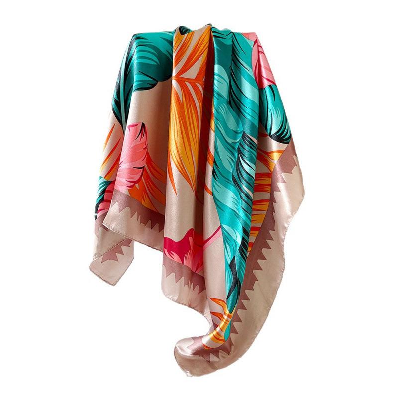 90cm Headscarf for Women – New Arrival: Colourful Printed Silk Scarf, Trendy and Versatile Shawl, Rayon Square Scarf