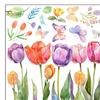 Floral Window Sticker Sheet Vibrant Color Tulip Butterfly Design PVC Glass Film Decal Living Room Kitchen Office Decor