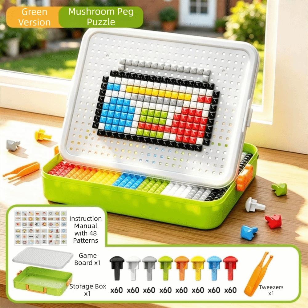 DIY Set Mushroom Peg Puzzle Toy 3D Mushroom Nail Puzzle Toy 3D Puzzle Toy Boys Girls