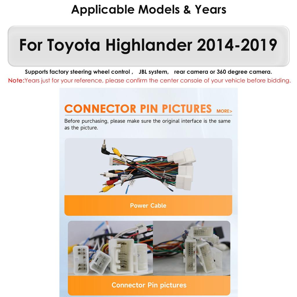 OSSURET 10.1"360 Камера Android 14 Автомагнитола Для Toyota Highlander 2014 2015 2016 - 2019 Мультимедиа Snapdragon 6115 Авторадио GPS Carplay