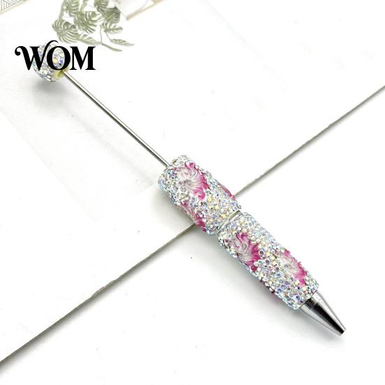 Diamond Beaded Pen DIY Glow-in-the-Dark Pen, Rhinestone Ballpoint Pens with Cartoon Charms, Cute Glitter Writing Character Design Tools for