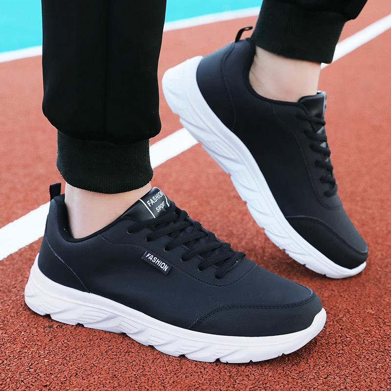Autumn New Men's Shoes Large Size Leather Surface Ultra-light Sports Shoes Casual Student Board Shoes Running Shoes Factory