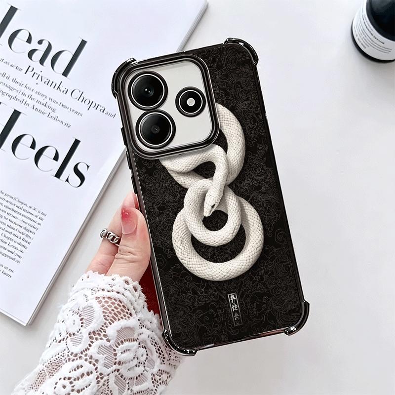 Черный змеиный рисунок с покрытием Чехол для телефона для Xiaomi Redmi Note 14 15 Pro Plus 13 12 11 11S 11T 10 9S 9 5G Противоударный чехол с подушкой безопасности