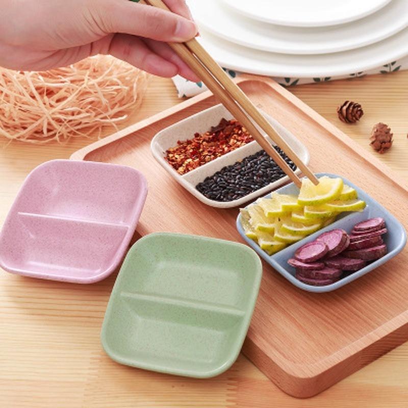 Wheat Straw Seasoning Plate Calf Sauce Vinegar Tableware Dinner Plate Sauce Plate Multi-purpose Draining Plate