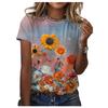 Women's Short-sleeved T-shirt, O-neck, 3D Printing Floral Casual Loose Blouse, Urban Fashion and Elegant Women's Clothing 2021