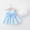 Baby Girls Dress Summer Children's Clothes Sling Sweet Bow Floral Print Hat Tank Top Skirt