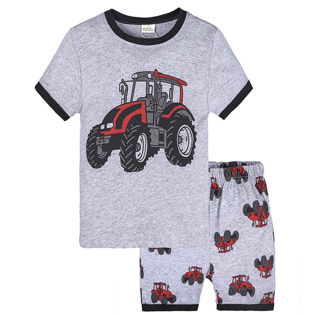 2Pcs Toddler Kids Baby Boys Girls Pajamas Cartoon Print Tops Shorts Outfits Set