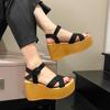 9cm High Women Sandals Wedge Heel Summer New Fashion Platform Thick Bottom Buckle Casual Comfortable Walking Shoes