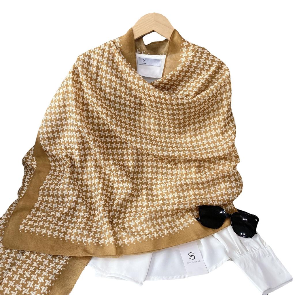 Simple and Fashionable Classic Black and White Star Plaid Cotton and Linen Feel Scarf Women's Shawl Dual-purpose Autumn and Winter Warm Thick