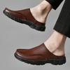 New for Men Genuine Leather Men Muller Shoes Fashion Casual Sandals Men Comfy Lazy Flats Versatile Slippers Hot Sale Half Shoes