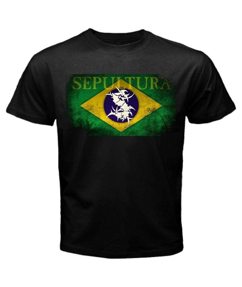 Sepultura-Thra Sh Metal Band-Brazil Flag-Reguler Fit Black Unisex T-Shirt