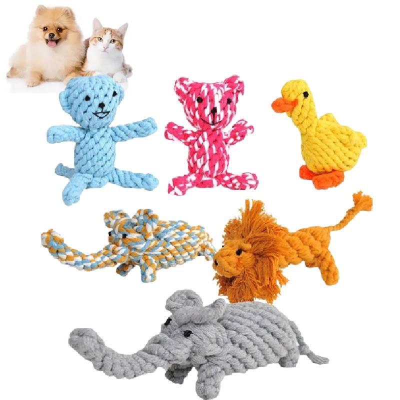 Adorable Cotton Rope Dog Toys Including Cute Yellow Duck Giraffe Moose For Chewing Dental Care And Fun Playtime Activities