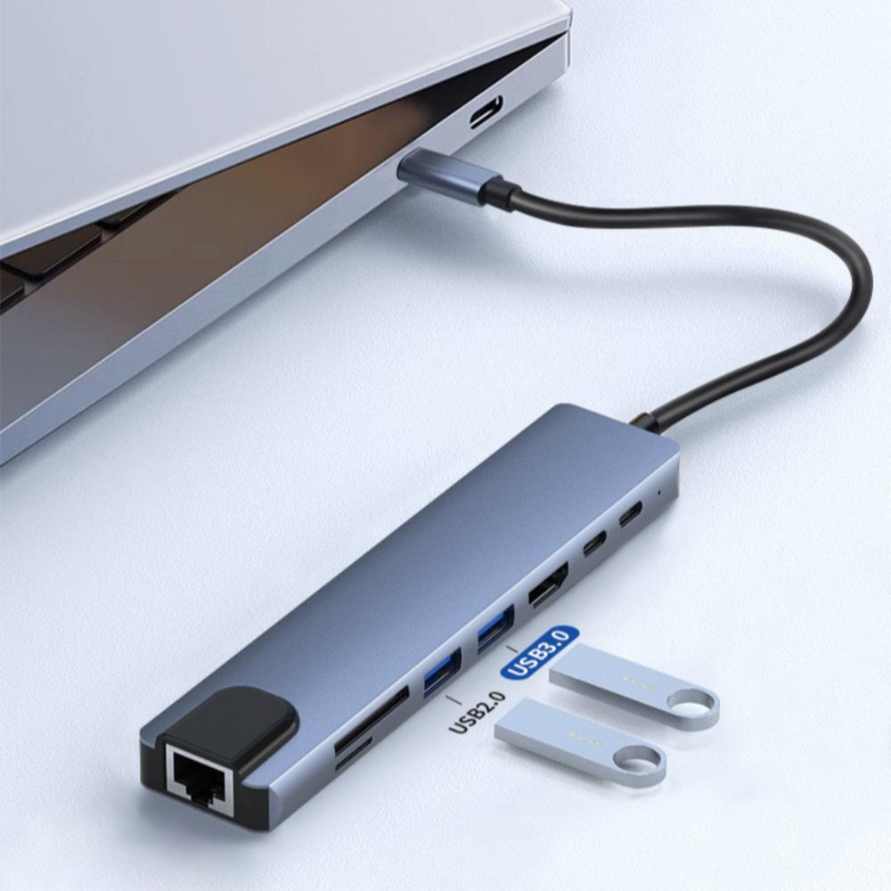 8 в 1 USB C Hub для MacBook iPhone с Ethernet USB SD Card Reader Type C адаптер Multiport Dock