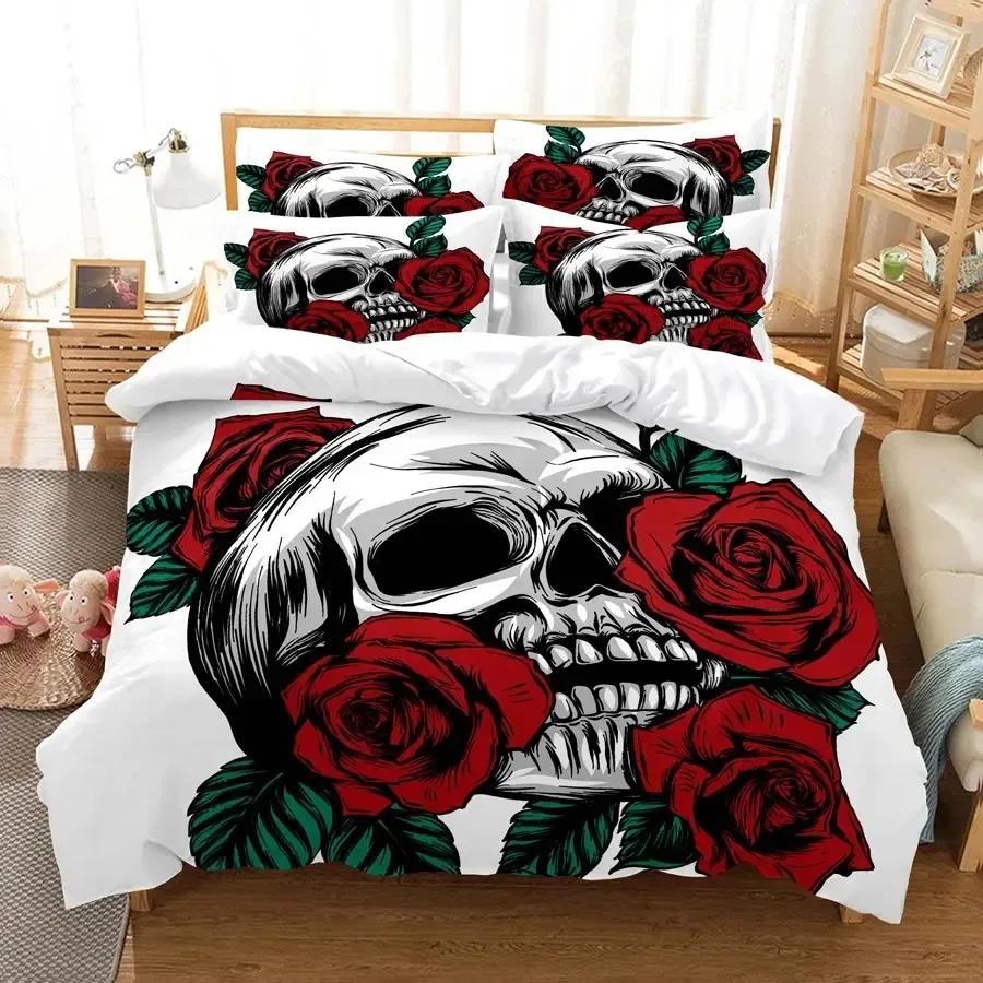 Comforter Red Rose Bedding Set Quilt Pillow Case 3D Hd Double Full King Queen Twin Single Polyester Comforter
