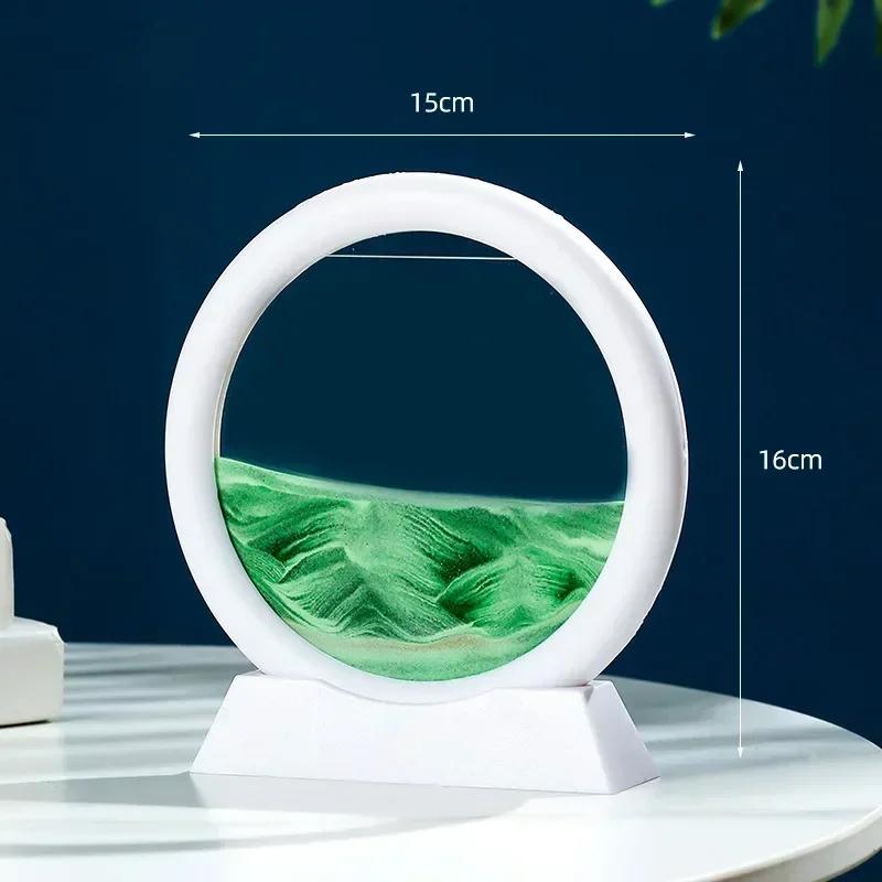 3D движущаяся песчаная художественная картина, круглое стекло, глубокий морской песчаный пейзаж, песочные часы, зыбучие пески, ремесло, текучая картина, офис, домашний декор, подарок