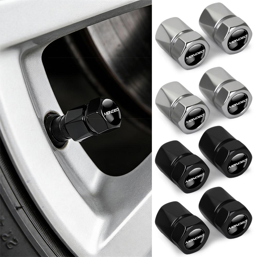 4PCS Car Aluminum Metal Wheel Tire Valve Dust Caps Cover Car Styling For Ford Kuga Transit Ecosport Focus Ranger Mustang Fusion UH4