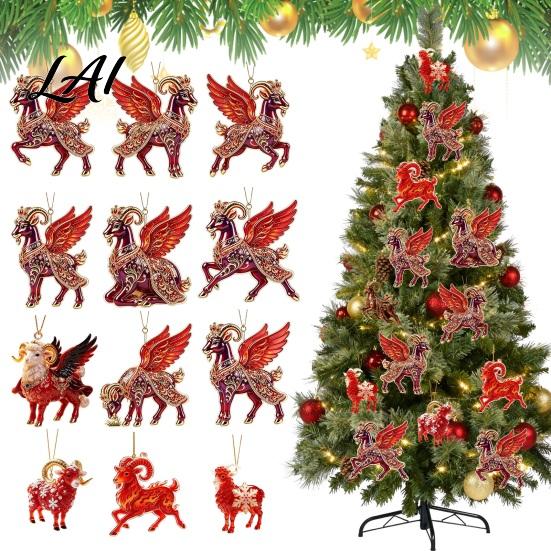 Durable Acrylic Ornament Goat Christmas Tree Pendant Hanging Ornament Not Easy to Fade Decorative Charms for Holiday And Car Decoration