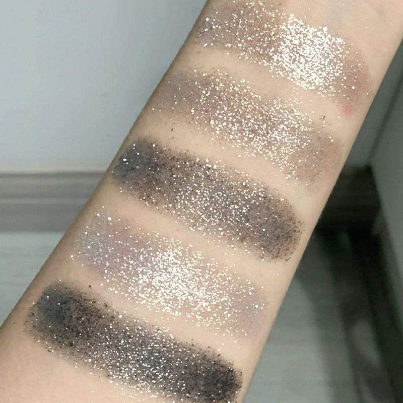 Палетка теней для век Black Swan Metallic из девяти цветов - Перламутровый шиммер для дымчатых, серо-черных образов