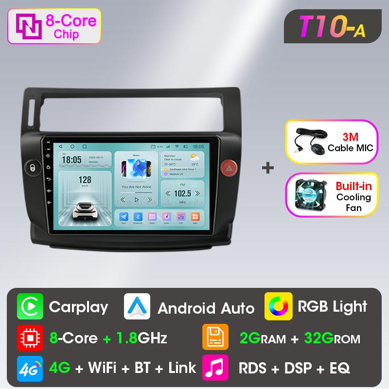 Pour citroën C4 c-triomphe c-quatre 2004 - 2009 Carplay Android Auto voiture systèmes intelligents SWC GPS Navigation lecteur multimédia