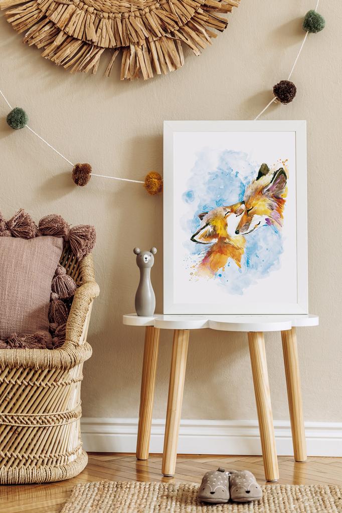 Poster for a Child - a Family of Foxes