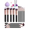 High Quality 14PCS Black Nylon Fan Brush Set with Plastic Handle 5 Big & 9 Small Brushes Peach Sponge Egg Concealer Use
