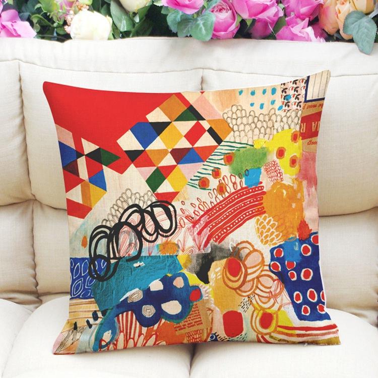 Watercolor Flower Cushion Geometric Pillow Decorative Pillowcase Home Decoration for Sofa Car Seat Colourful Cushions