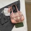 Sweet Style Western-style Grid Large Capacity Bag for Women's  New Trendy Tote Bag Versatile Commuting Shoulder Bag