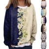 Women's Casual Fashion  Vintage Printed Long Sleeve O-Neck Sweatshirt Layer Pullover Top