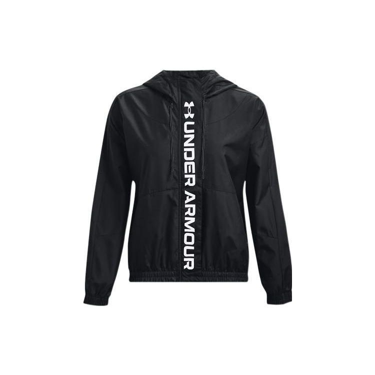 Under Armour Однотонная толстовка с капюшоном на молнии с надписью в стиле ретро, женские куртки, черный цвет 1369845-001