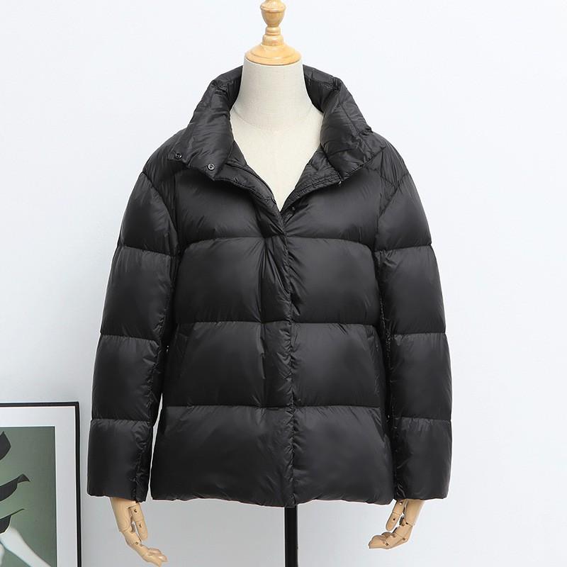 Womens Short Puffer Jacket White Duck Down Warm Loose Fit Winter Coat Small Stature