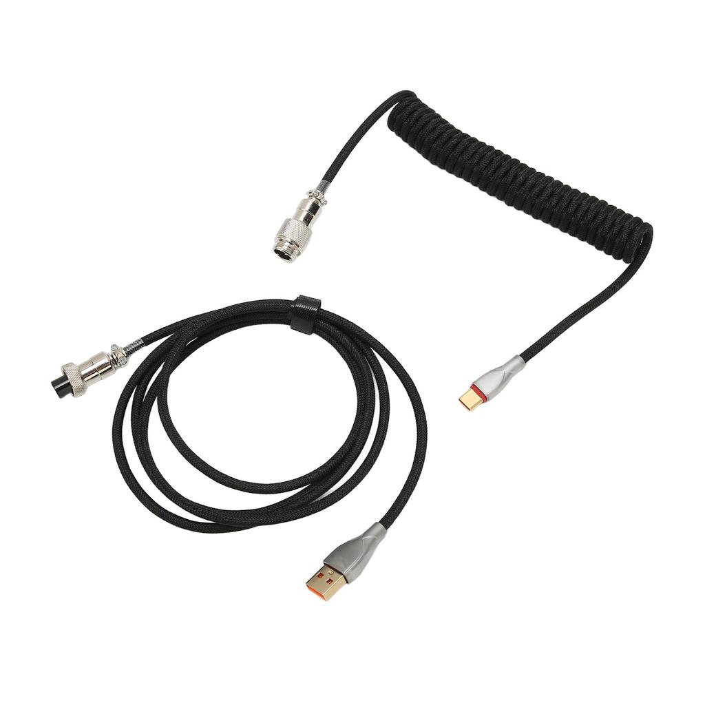 Mechanical Keyboard Cable Double Sleeve Custom Coiled with Detachable Metal Aviation USB C To USB A