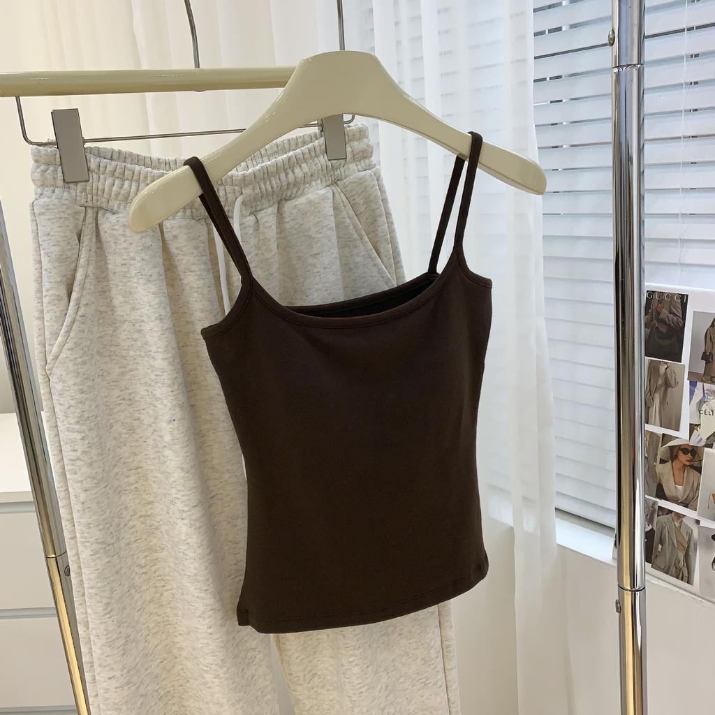 Майка-топ для женщин с нагрудными вкладышами в качестве основы, фиксированная цельная чашка, нижнее белье