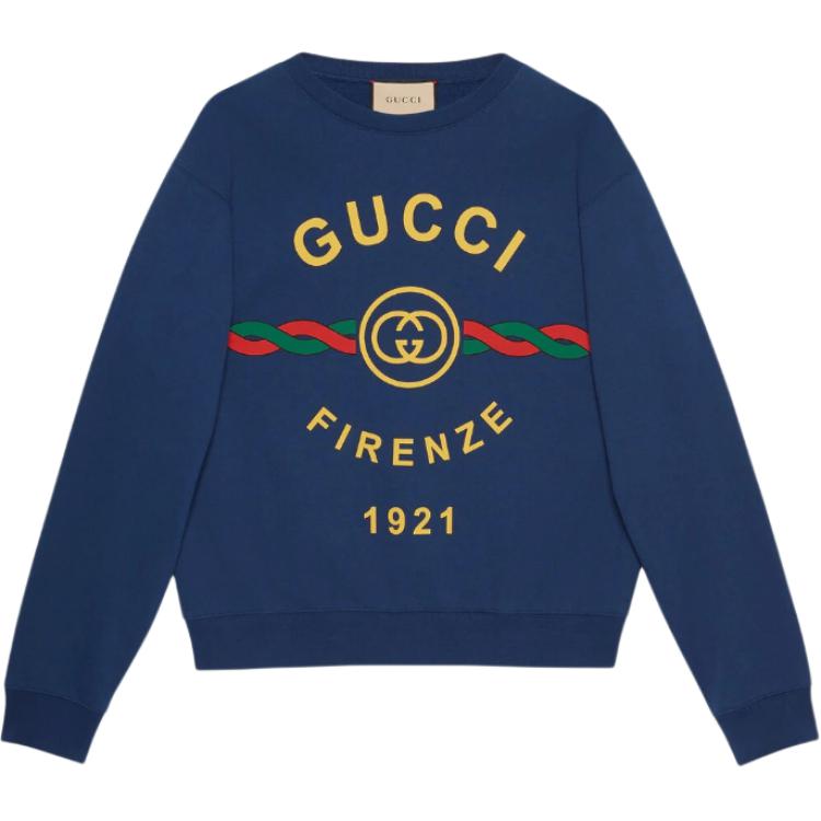 Gucci Толстовки Мужские Синие С Круглым Вырезом Умеренные 626990-XJD7O-4409