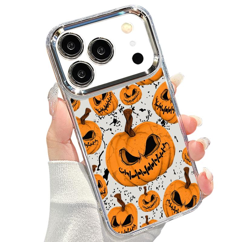 Чехол-фонарик из тыквы на Хэллоуин Для iPhone 18 Pro Max Покрытие Линзы Прозрачный Мягкий Чехол Для iPhone 17 16 15 14 13 Pro Max 17E 16E