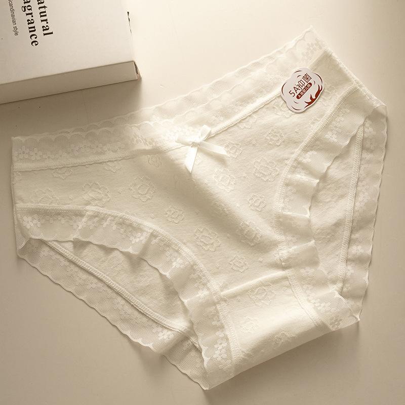 Women's Panties Antibacterial Breathable Underwear Jacquard Comfortable Plus Size Medium Waisted Triangles Panty