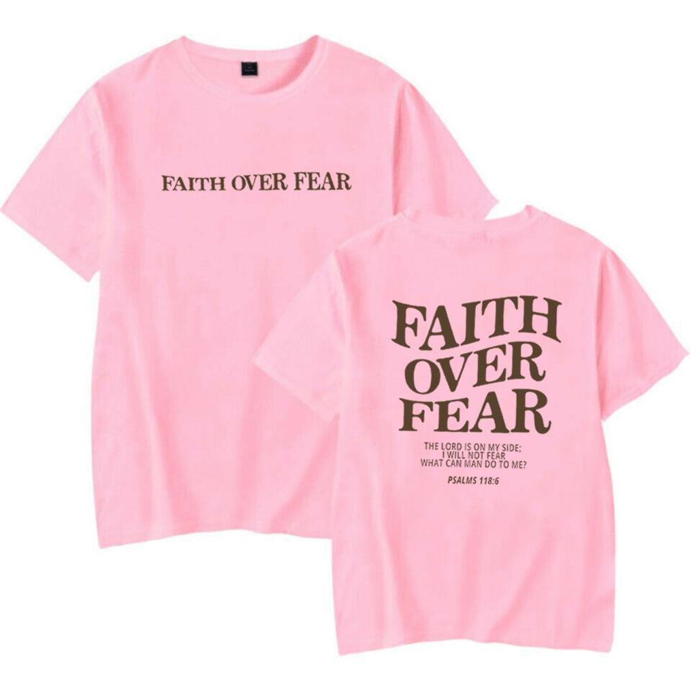 Христианская футболка Faith Over Fear, христианские рубашки, футболка с изображением Иисуса, модная эстетичная одежда с библейским стихом, топы унисекс с короткими рукавами
