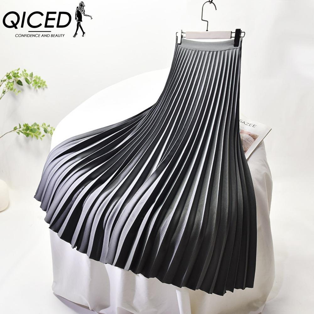 QICED Женская Мода Повседневная Однотонная С Принтом Летняя Весенняя Юбка