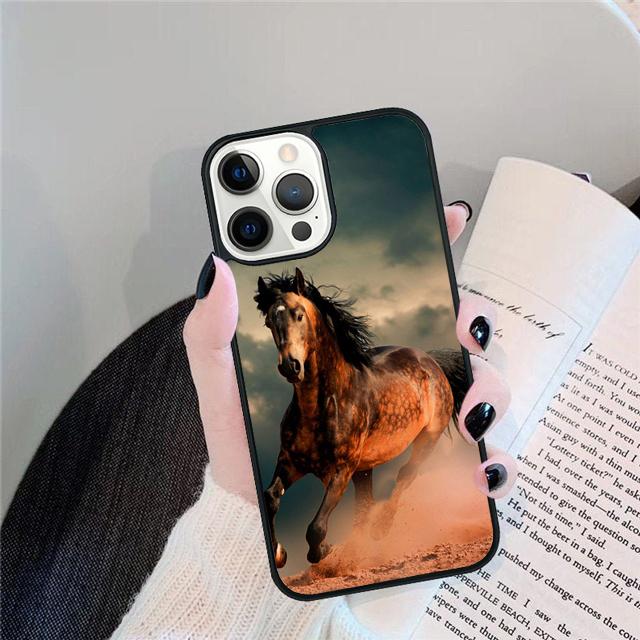 Черный Сильный Красивый Конь Жеребец Чехол Для iPhone 17 Air 15 16 14 13 12 Pro Max 11 Pro Max Plus Чехол Для Телефона Coque
