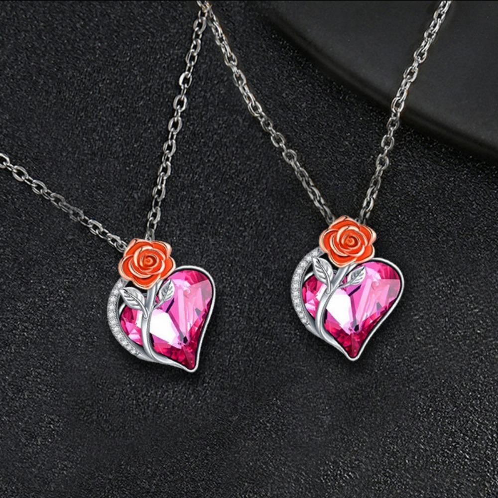 Ожерелье с подвеской в ​​виде розы в форме сердца, женский ювелирный подарок