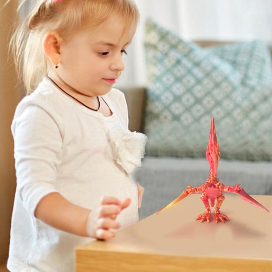 3D Printed Pterosaur Dino Skeleton with Articulated Joints Dinosaur Fidget Toy for Stress Relief Home Office Decor Executive Desk Toy