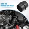 Car Air Ducting Connector Straight Air Heater Duct Joiner Connector Pipe 2.95'' 75Mm OD Black (Set Of 2)