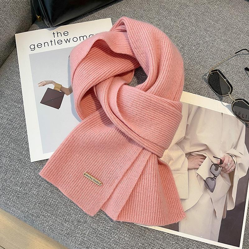 100 Pure Wool Scarf Wool Camel Beige Warm Knitted Scarf Versatile Men's and Women's Scarves