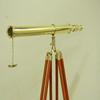 Brass Finish Single Barrel Telescope with Brown Wood Tripod Ideal for Home, Office Decor 99.06 Cm