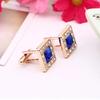 Квадратные запонки с синими кристаллами Модный аксессуар Французские запонки