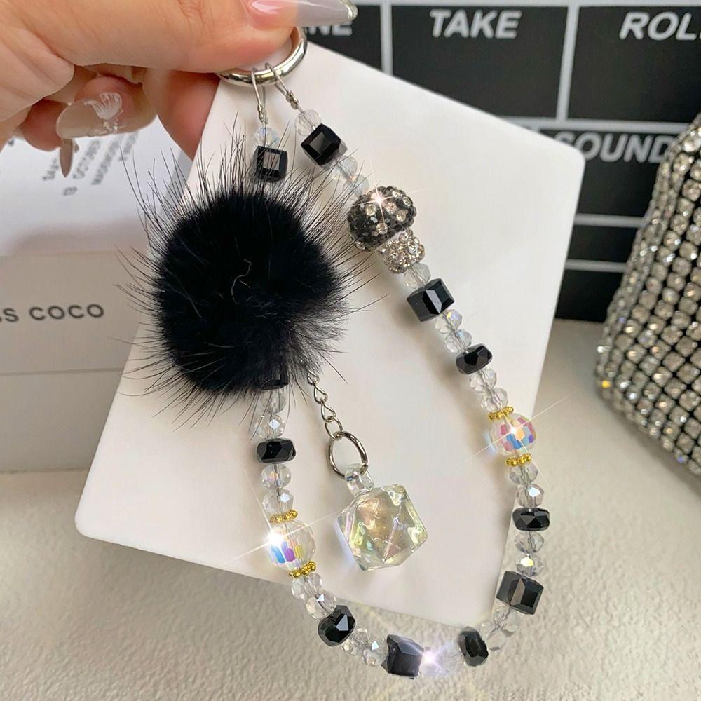 Hand-beaded Mobile Phone Lanyard Strap Crystal Car Keychain New Bag Pendant  Ornament