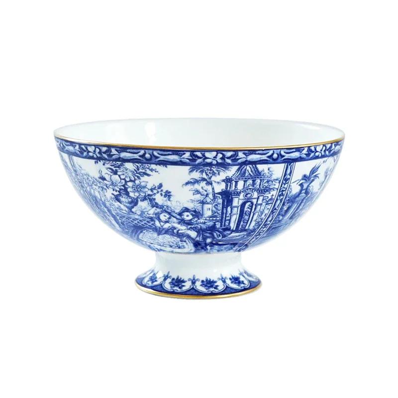 Синие тарелки для еды Аббатства Даунтон, Французский ретро чайный сервиз, Миски, Обеденные тарелки, Фруктовница, Блюдо для рыбы, Посуда, Столовая посуда